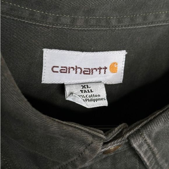 Carhartt MOS Green Button Down Work Shirt XL Tall - Picture 4 of 4
